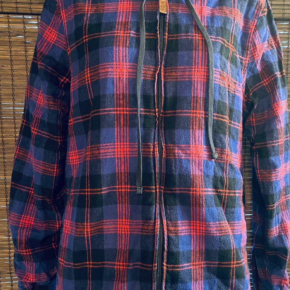 L.L.Bean Women's Scotch Plaid Flannel Shirt, Sherpa-Lined Zip Hoodie Size Small
